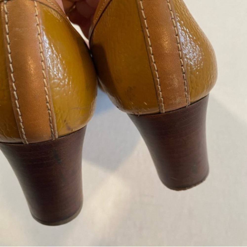 Tory Burch Brown Leather Block Heel Pumps - Picture 10 of 15